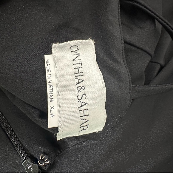 CYNTHIA & SAHAR GABRIELLA CS111 LUXE STRETCH SATIN Gown Black Pleated Ruffle - Picture 7 of 10